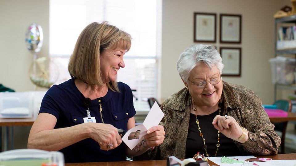 senior woman doing arts and crafts