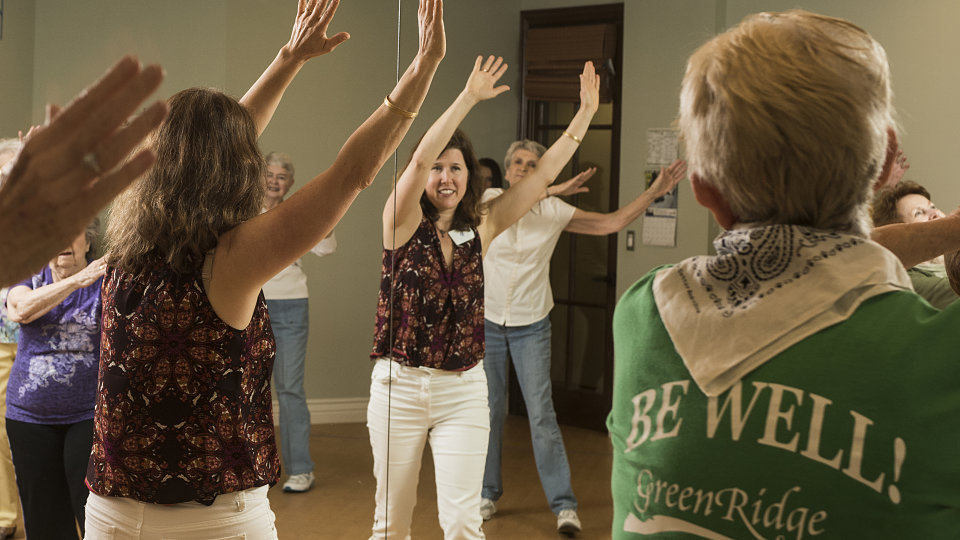 group of seniors in dance class