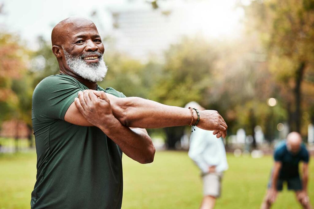A senior engaged in elderly activities
