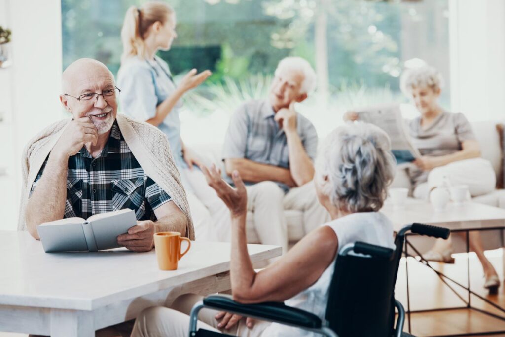 Group of happy elderly people in assisted living in Austin TX