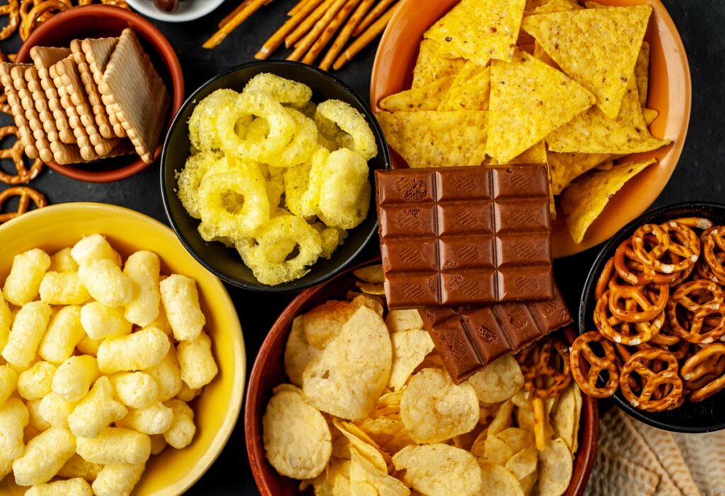 A spread of foods the elderly should avoid