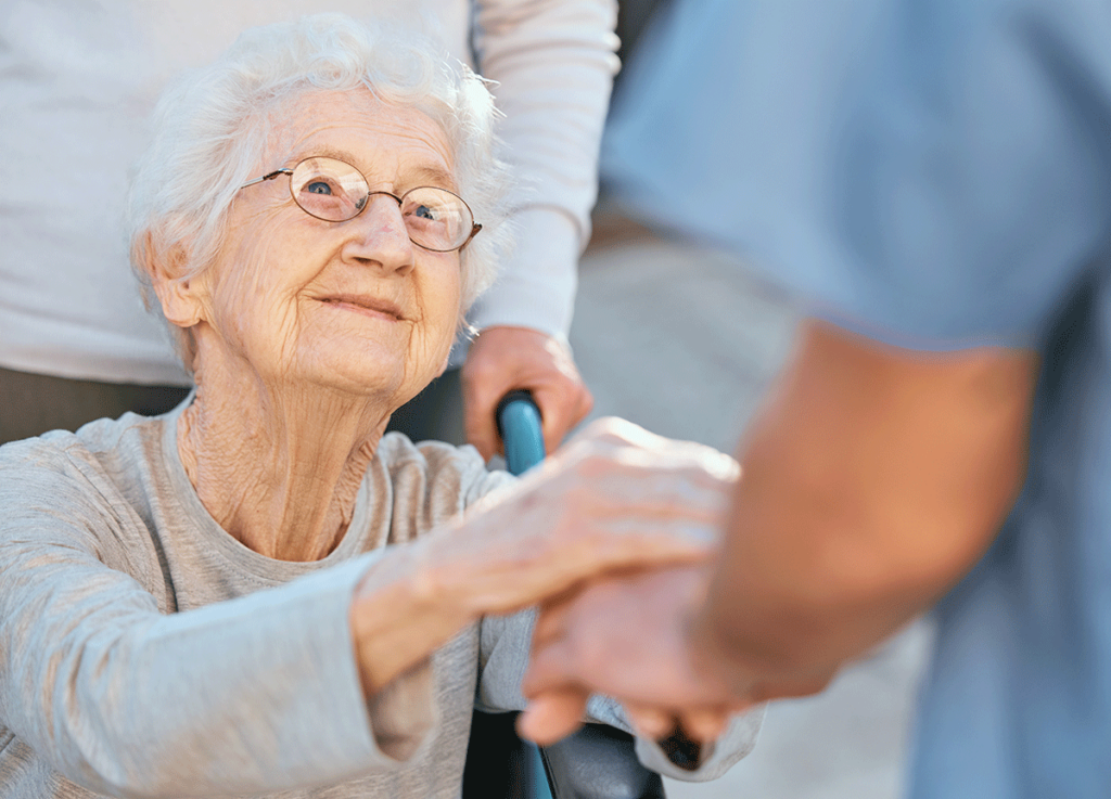 a senior woman meets with her occupational therapist